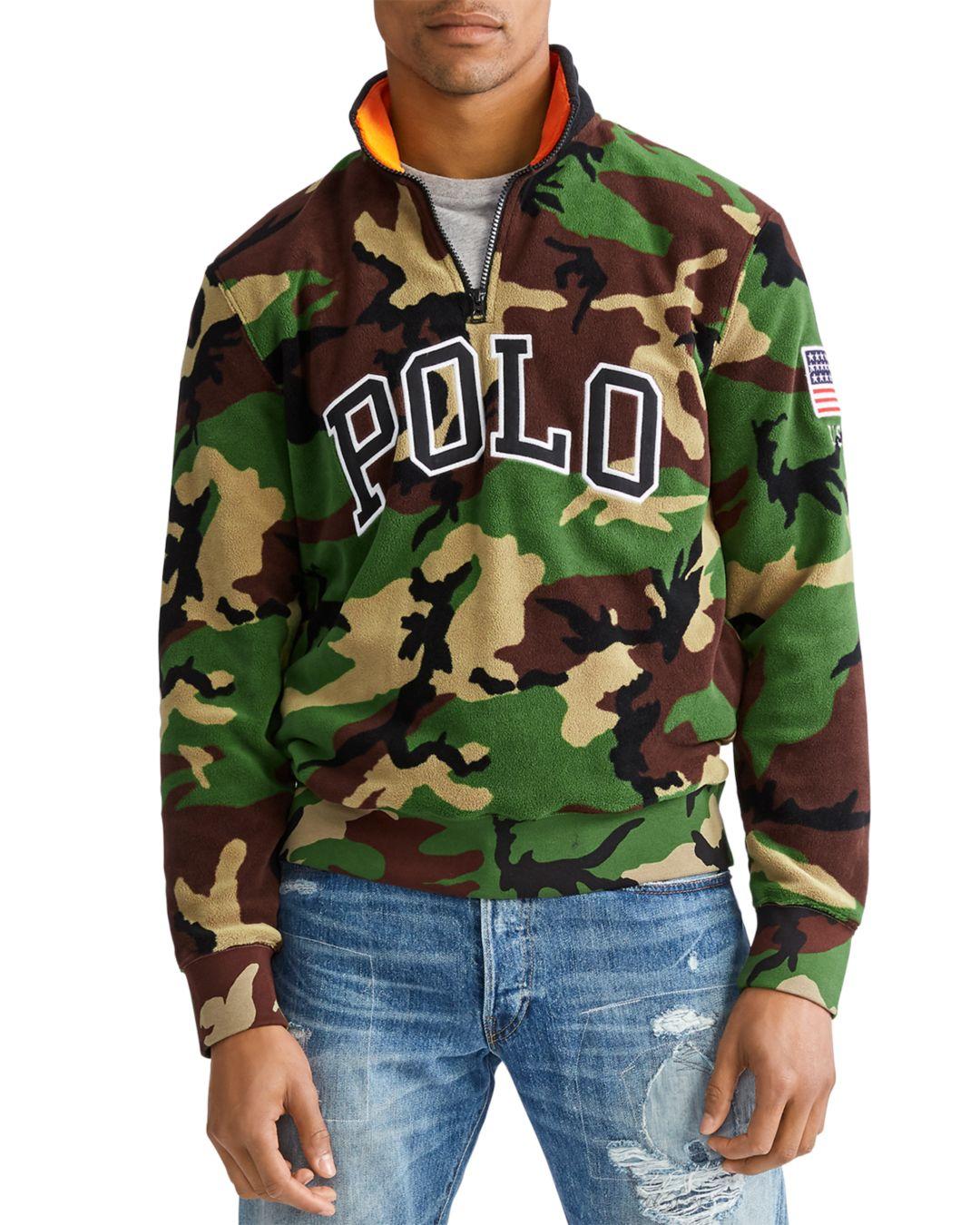 half zip camo pullover