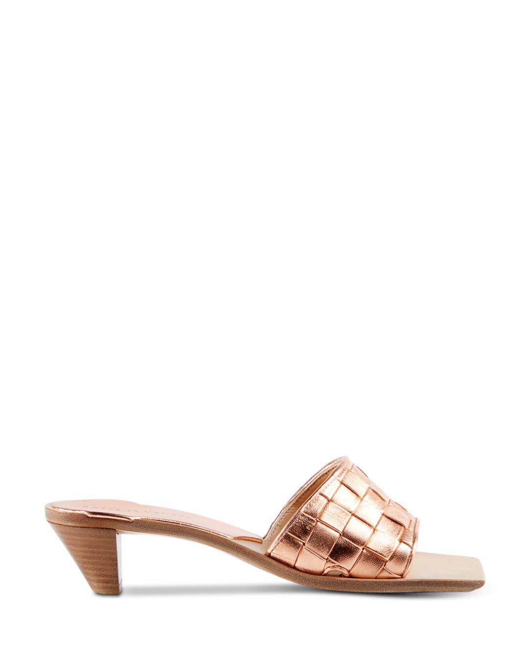 Bottega Veneta Leather Women's Woven Kitten - Heel Slide Sandals - Lyst