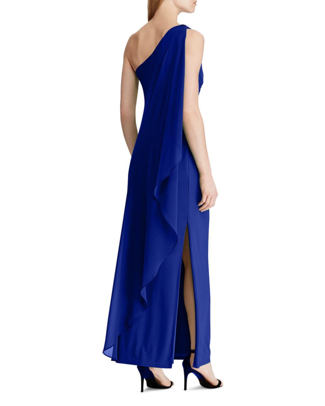 Ralph Lauren Lauren Lisella One Shoulder Dress in Parisian Blue (Blue) |  Lyst