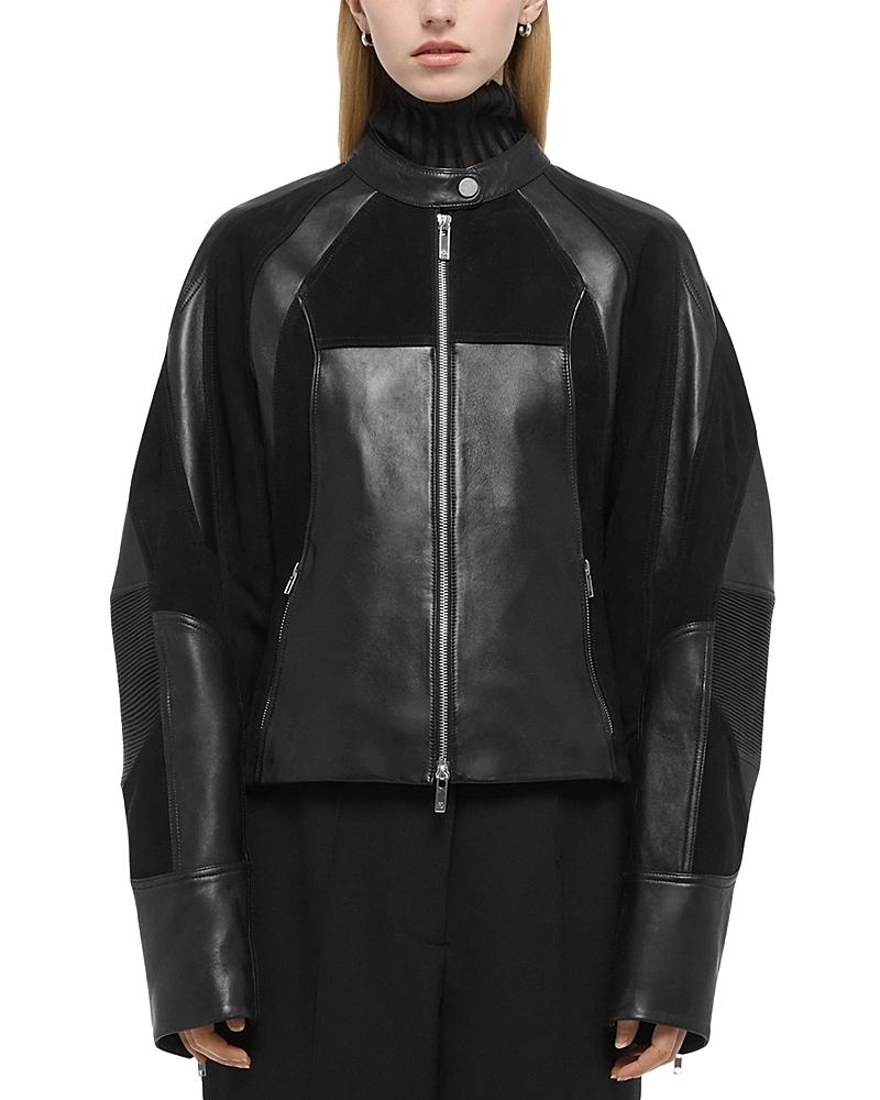 HELMUT LANG フード付きレザージャケット XS ブラック ヘルムートラング フードつきライダースジャケット XS Helmut
