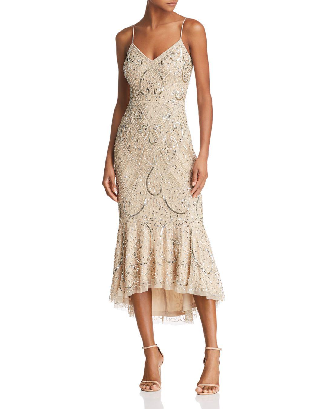gold embellished midi dress