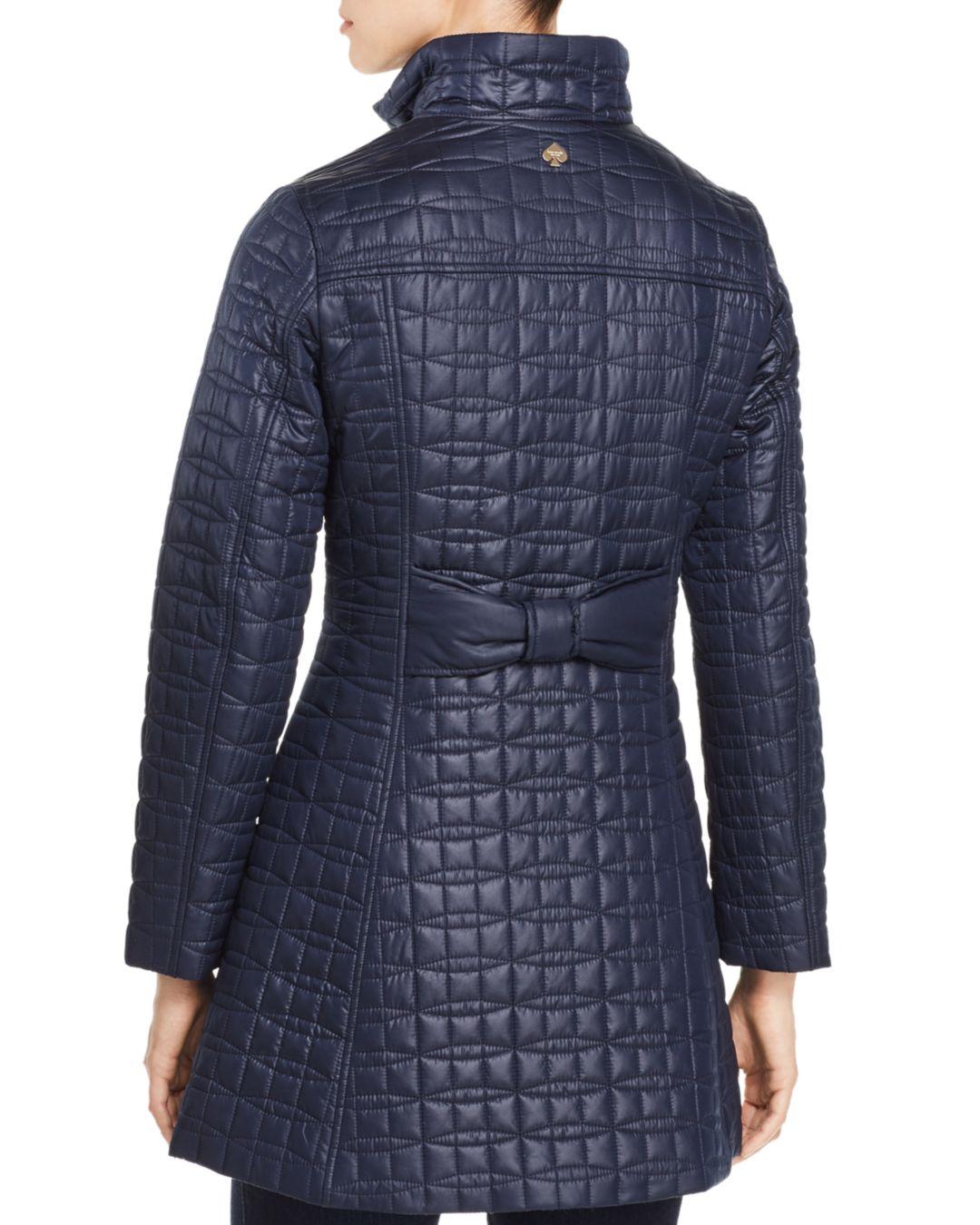 Kate Spade Synthetic Fit - And - Flare Bow - Quilted Coat in Blue - Lyst
