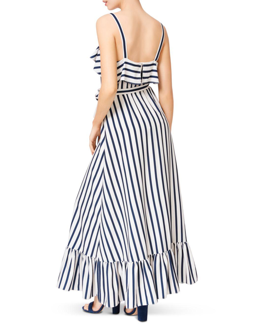 Betsey Johnson Synthetic Striped Ruffled Maxi Dress in Ivory/Navy (Blue ...