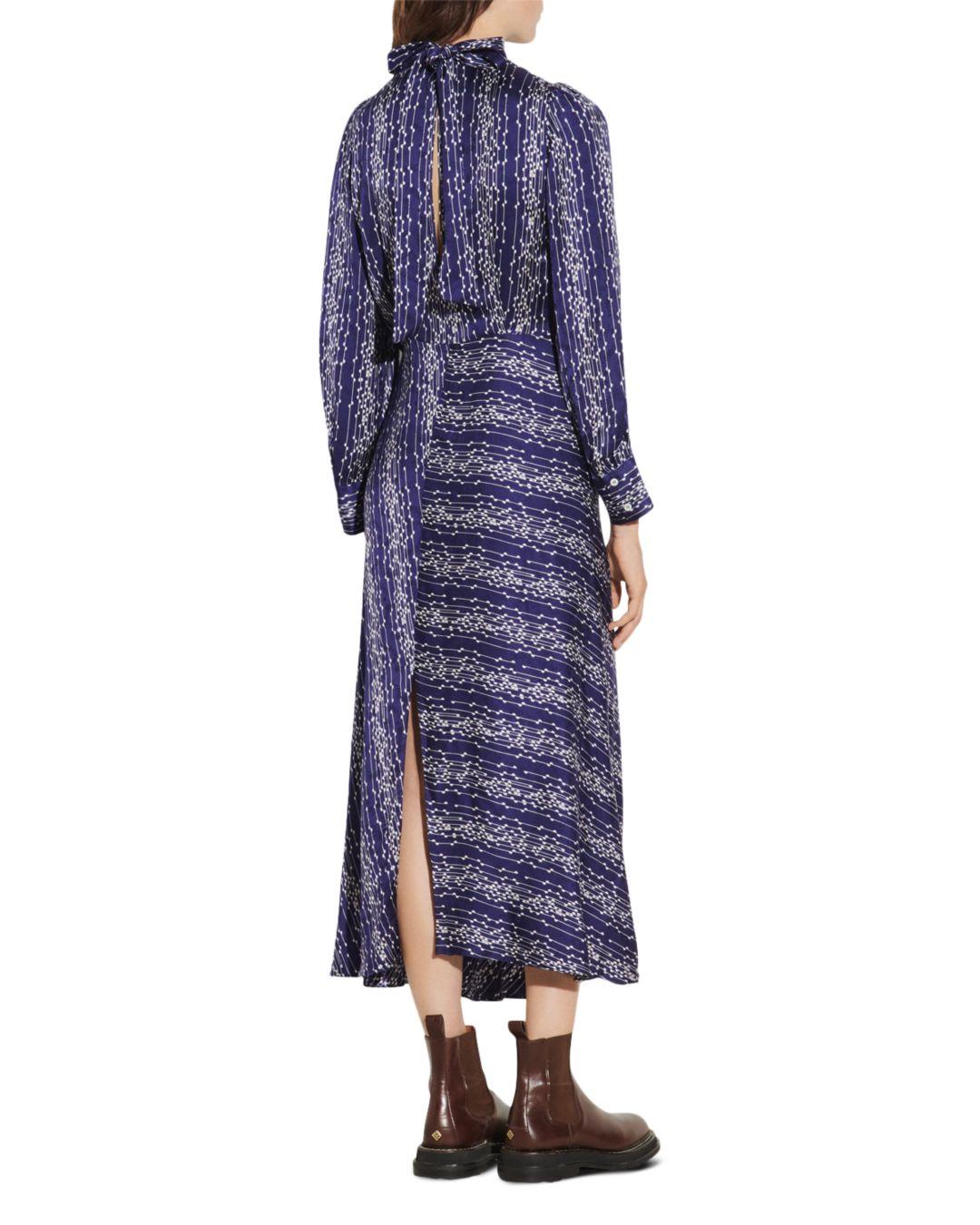 Sandro Angie Long Printed Dress in Blue 