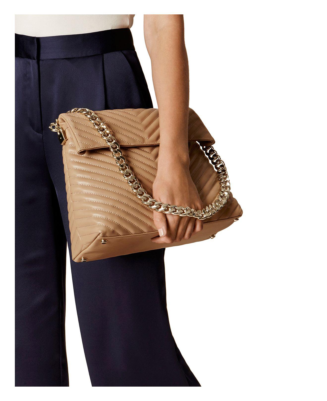 karen millen leather regent chain bag black