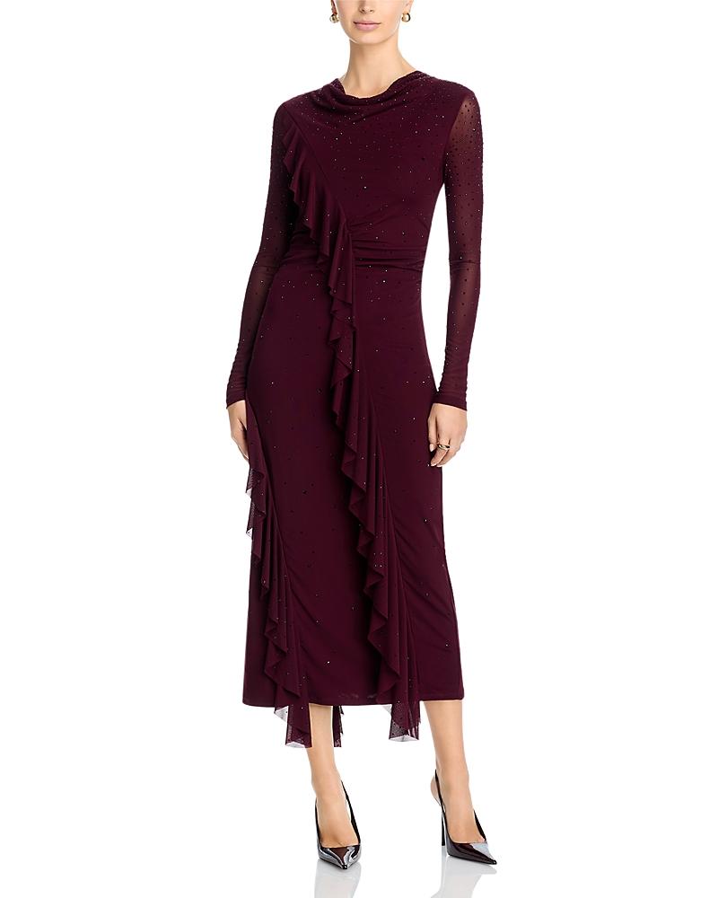 embellished mini dress Silver Long Sleeve Embellished Mini Dress with Velvet Flower