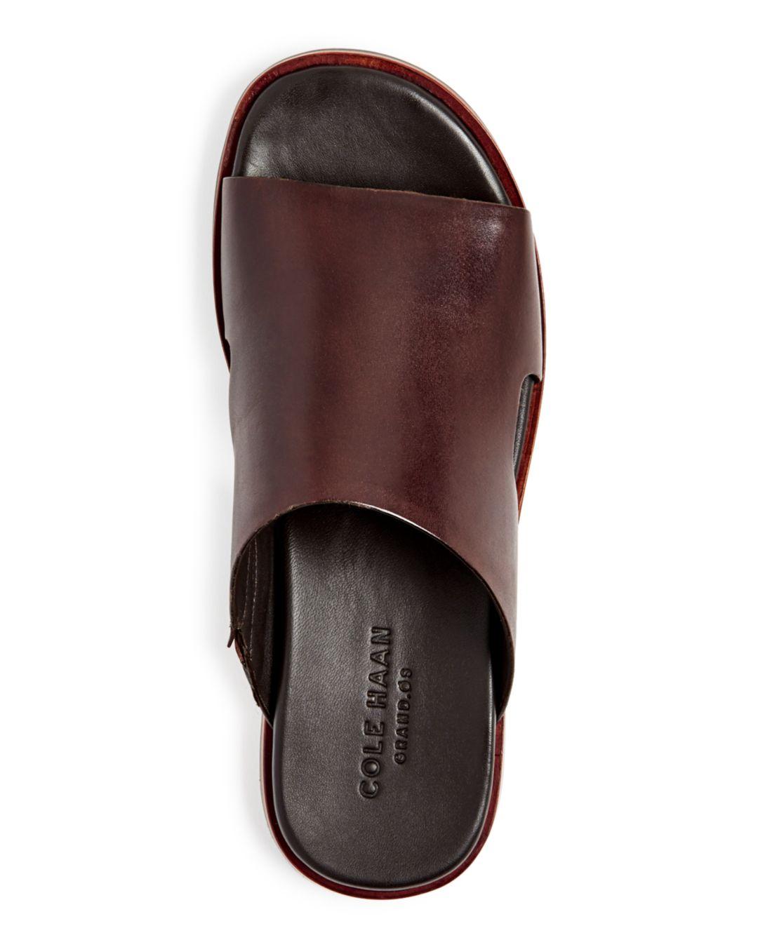 Cole Haan Men's Goldwyn 2.0 Leather Slide Sandals in Brown for Men - Lyst