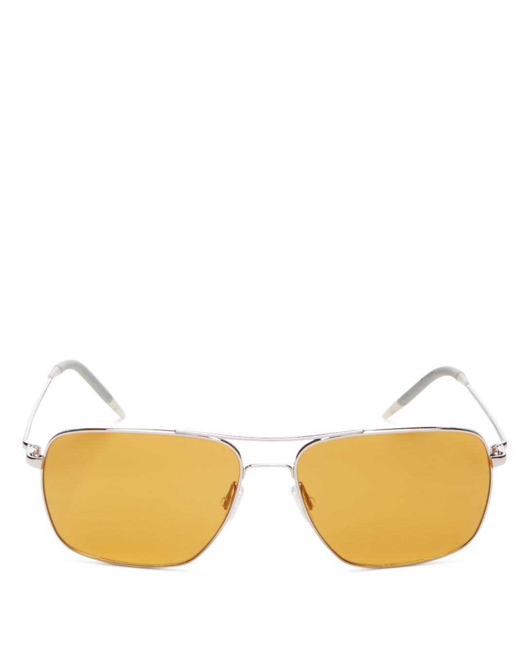 Oliver Peoples Unisex Clifton Polarized Brow Bar Square Sunglasses in  Metallic | Lyst