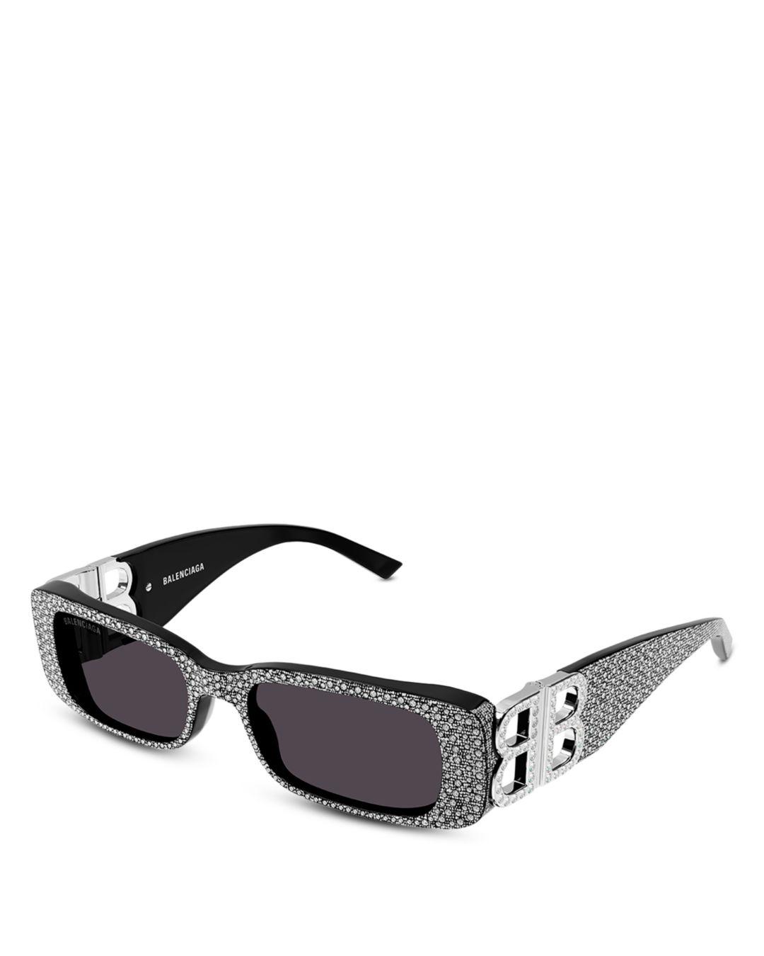 Balenciaga Kering Crystal Strass Dynasty Rectangular Sunglasses | Lyst ...