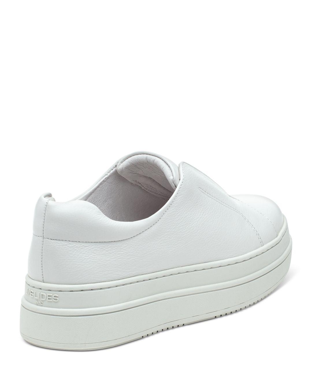 J/Slides Noel Nubuck Leather Slip On Platform Sneakers in White | Lyst