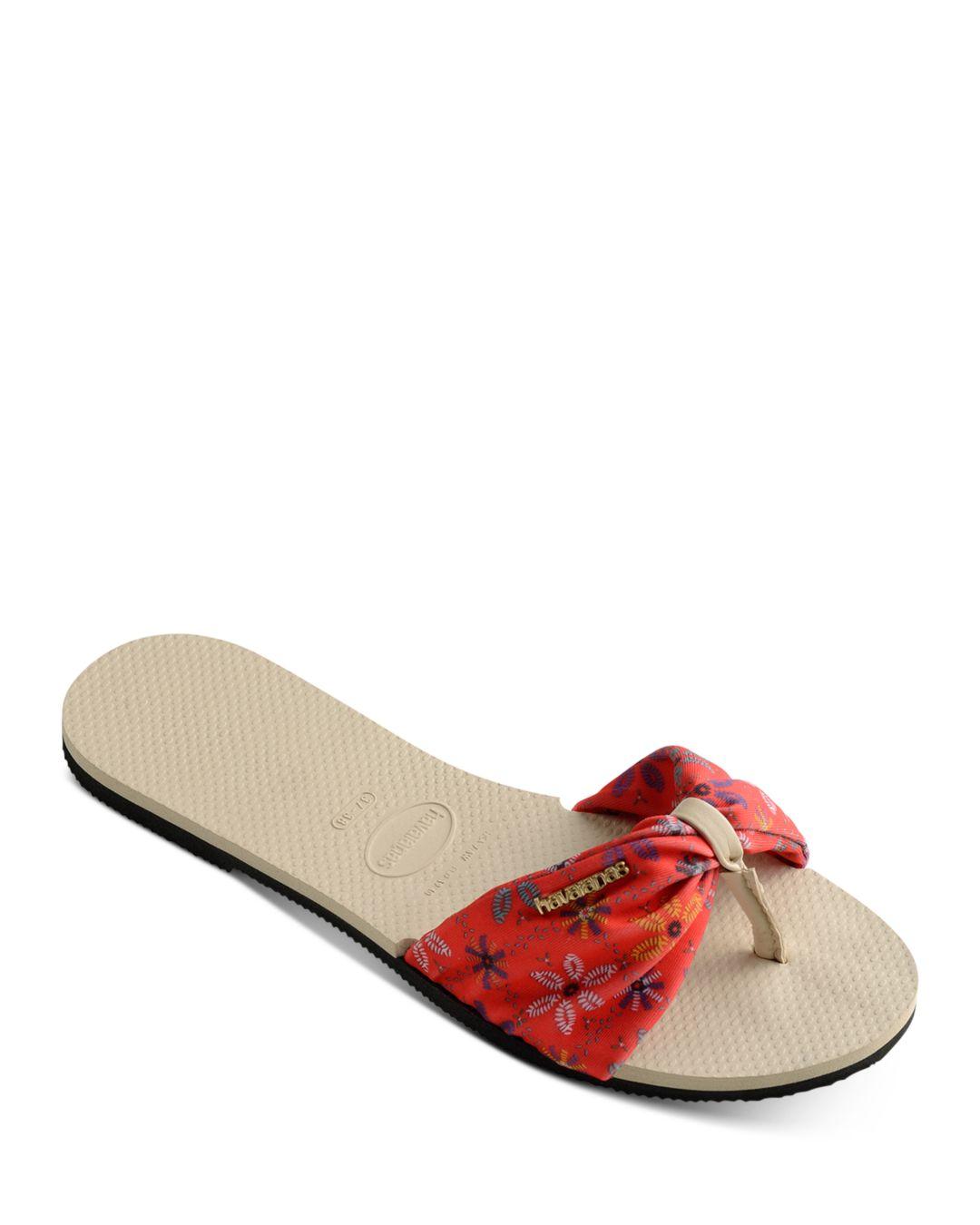 Havaianas Leather Women's You Saint Tropez Thong Sandals in Beige (Natural) - Lyst