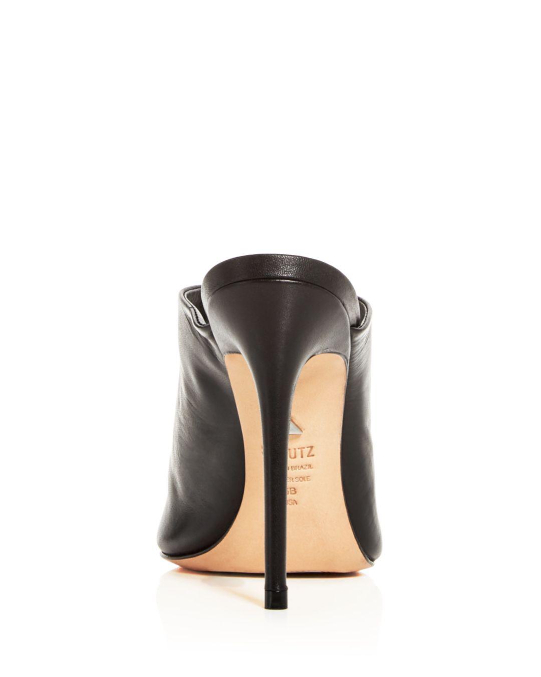 Schutz Women's Docia Leather Pointed Toe High-heel Mules in Black | Lyst