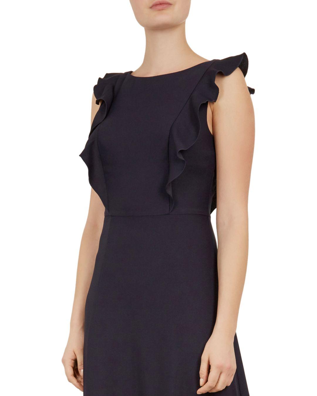Ted Baker Synthetic Waterfall Ruffle Maxi Dress in Navy (Blue) Lyst
