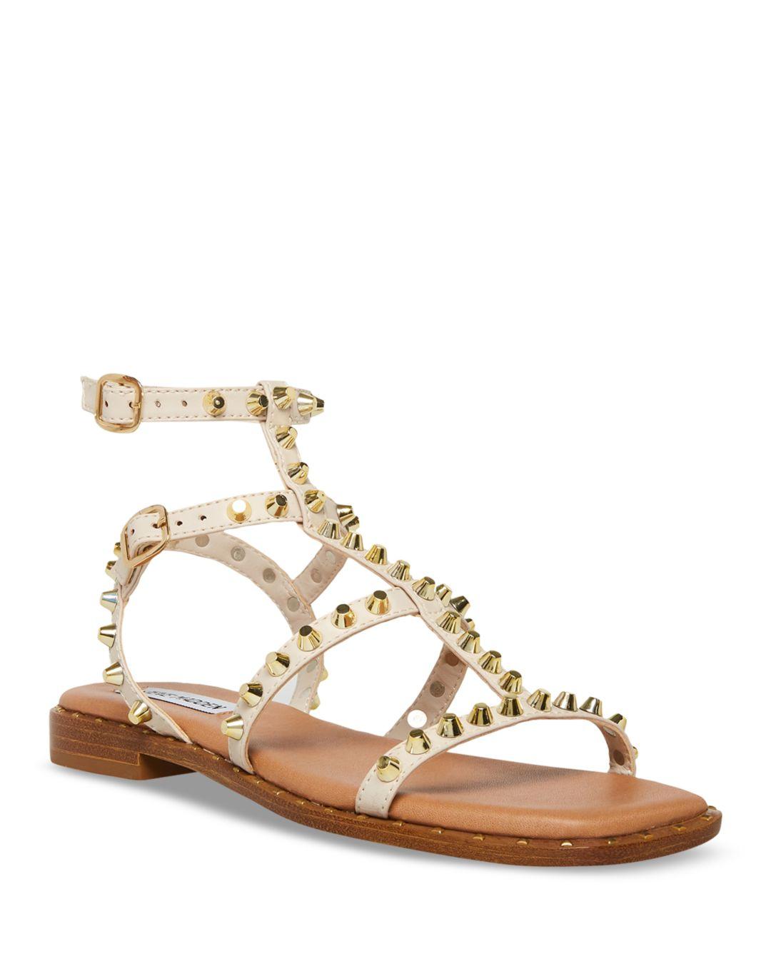 Steve Madden Sunnie Square Toe Studded Gladiator Sandals in Natural | Lyst