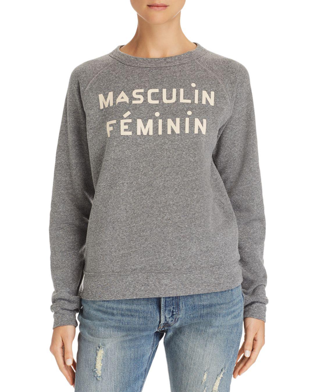 Clare V. Masculin Feminin Sweatshirt in Gray/Cream (Gray) - Lyst