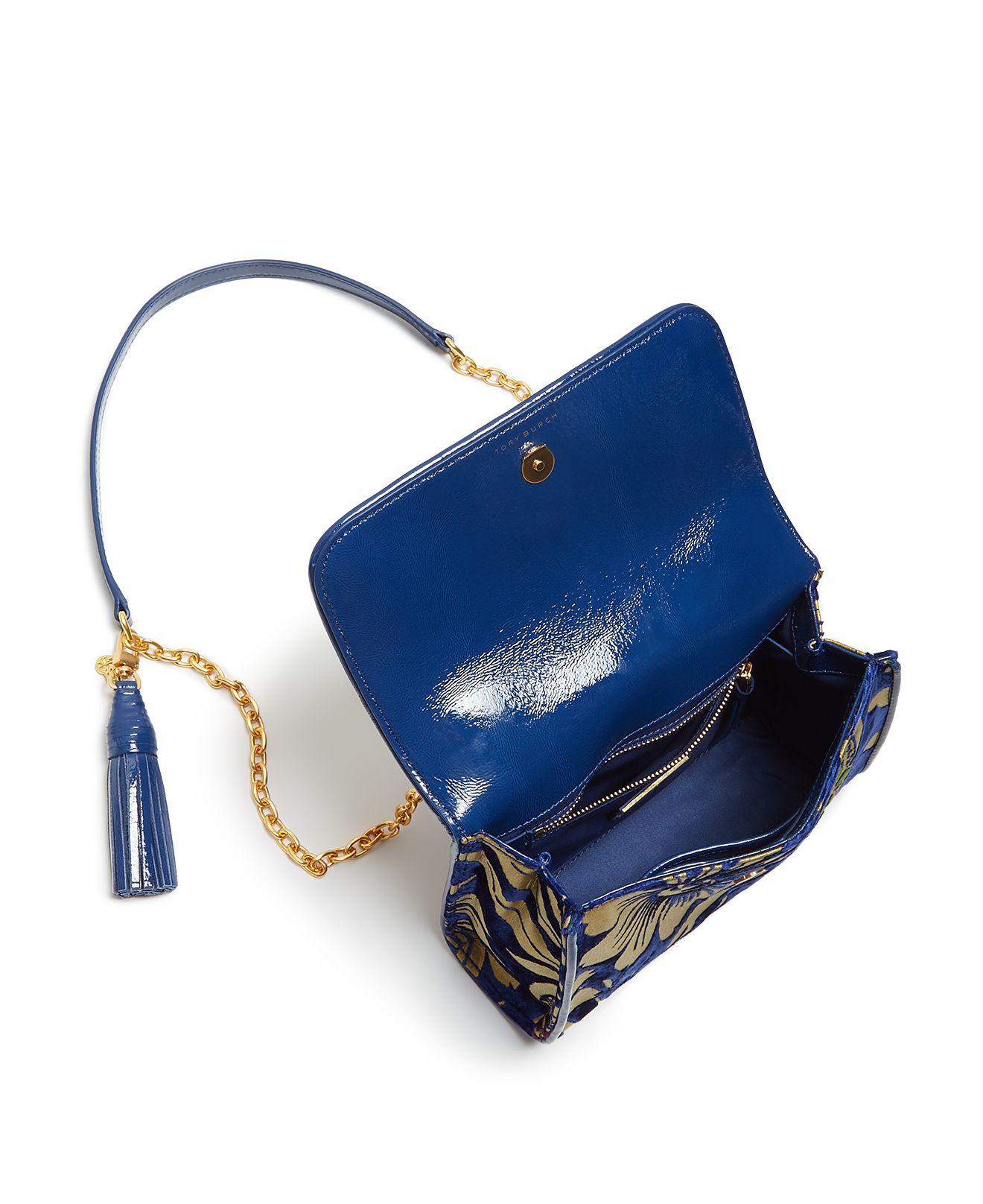Tory Burch Fleming Cosmic Floral Small Velvet Shoulder Bag in Blue Lyst