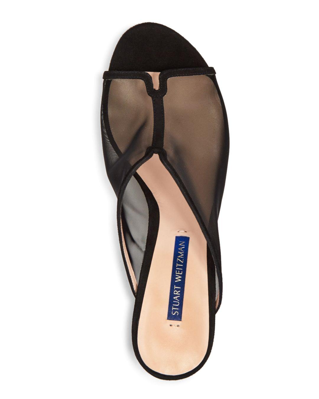 Stuart Weitzman Women's Mya 75 Open Toe Mesh High Heel Sandals in