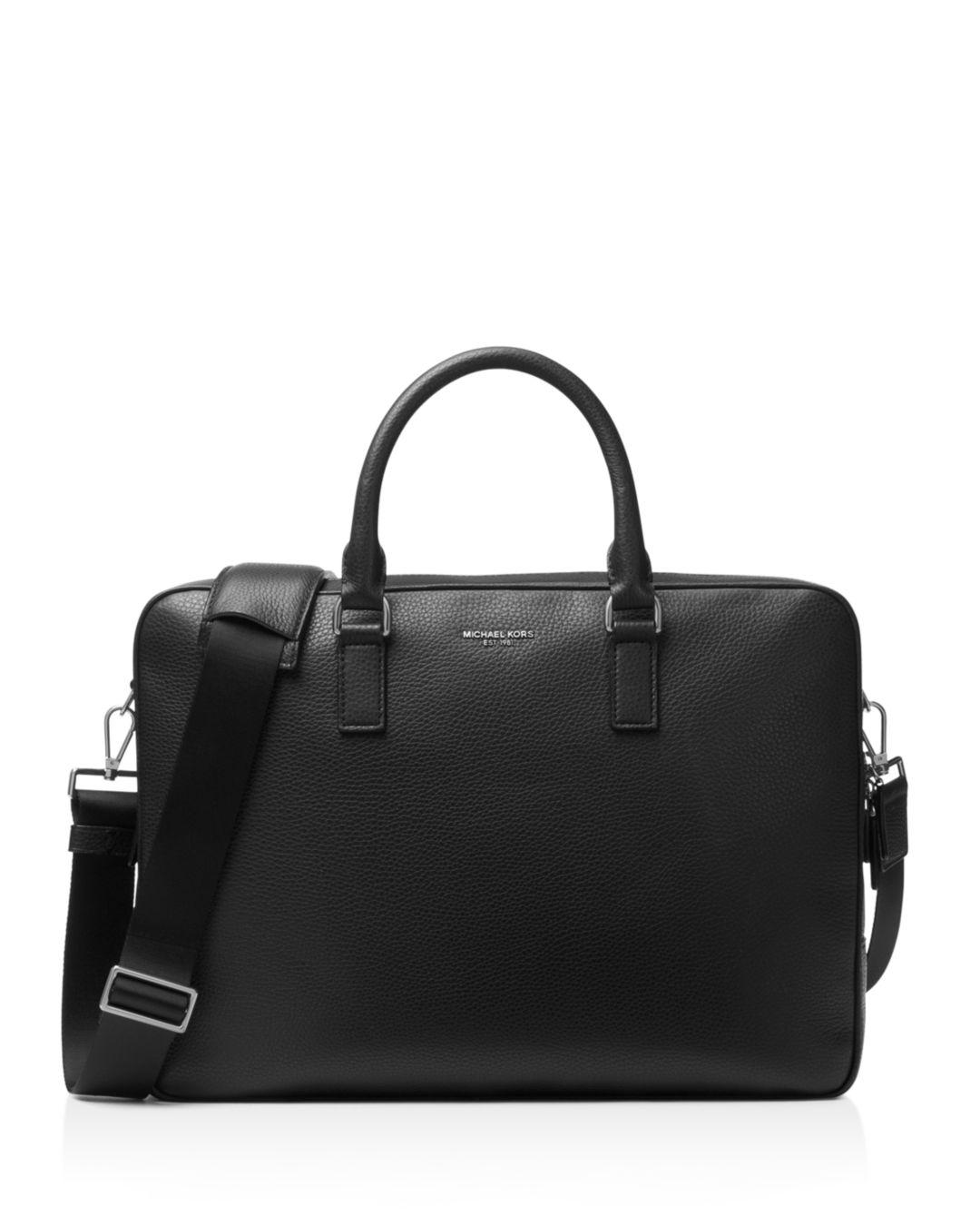 Michael Kors Pebbled Leather Briefcase in Black for Men - Lyst