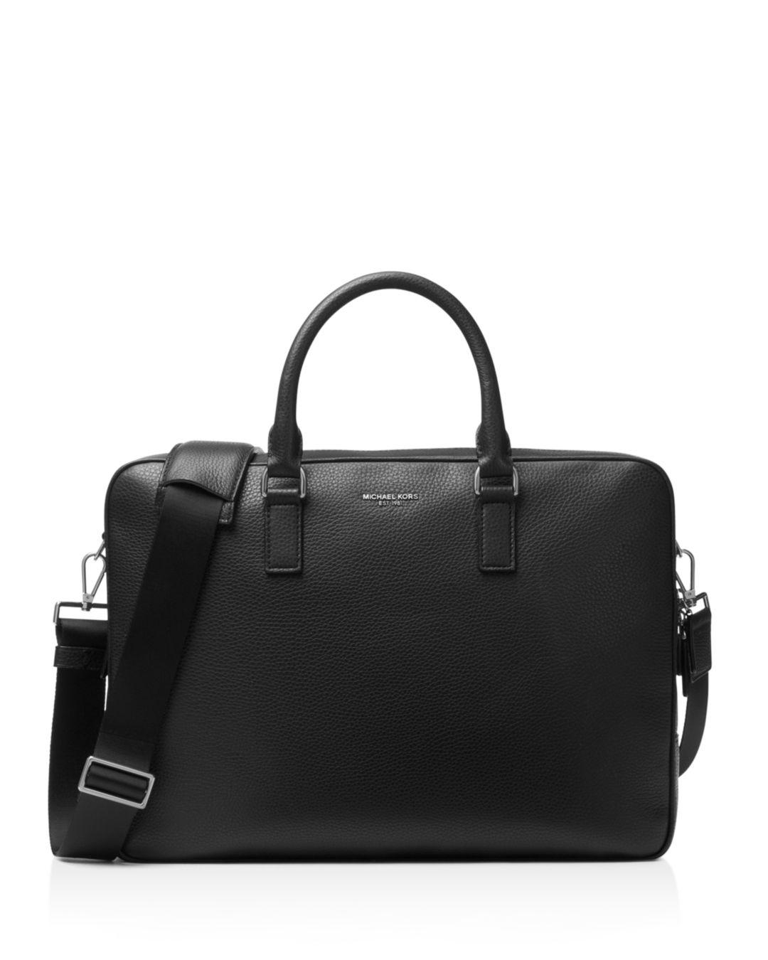 Michael Kors Pebbled Leather Briefcase in Black for Men Lyst