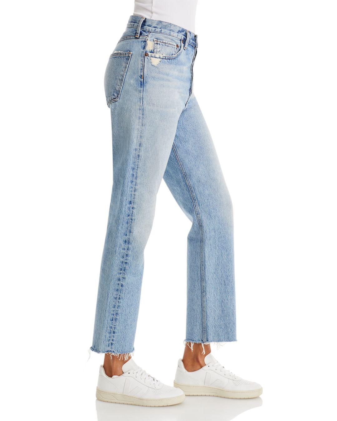 Bloomingdales Women Clothing Jeans High Waisted Jeans 90s Pinch Waist High Rise Cropped Straight Jeans in Ruminate 