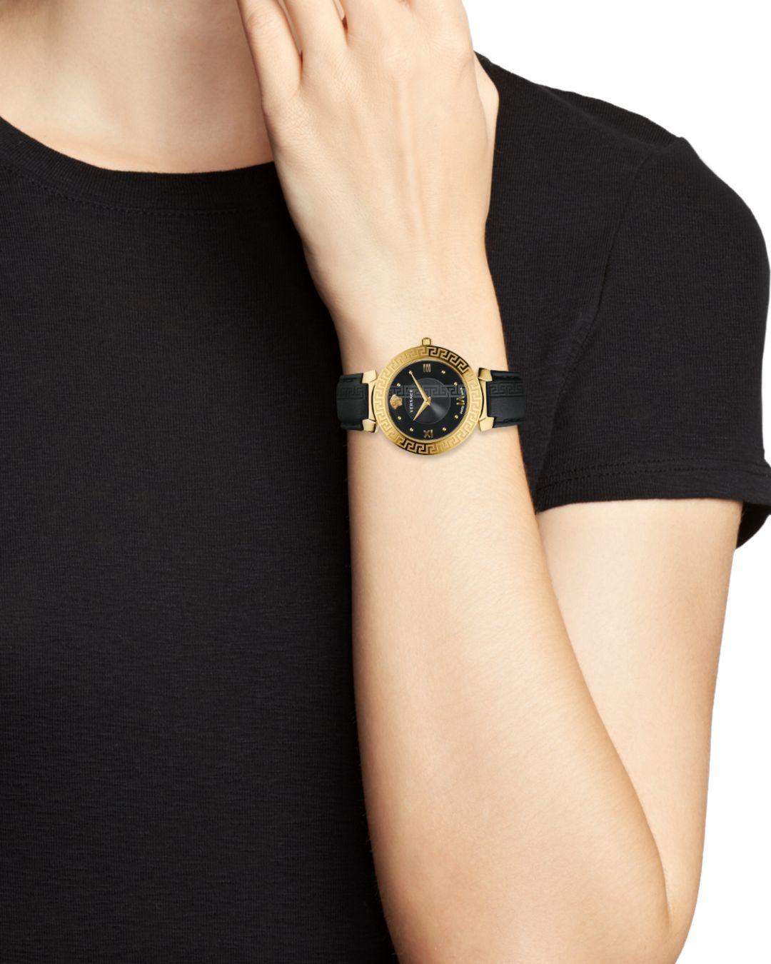 Versace Daphnis Greca Engraved Watch in Black - Lyst