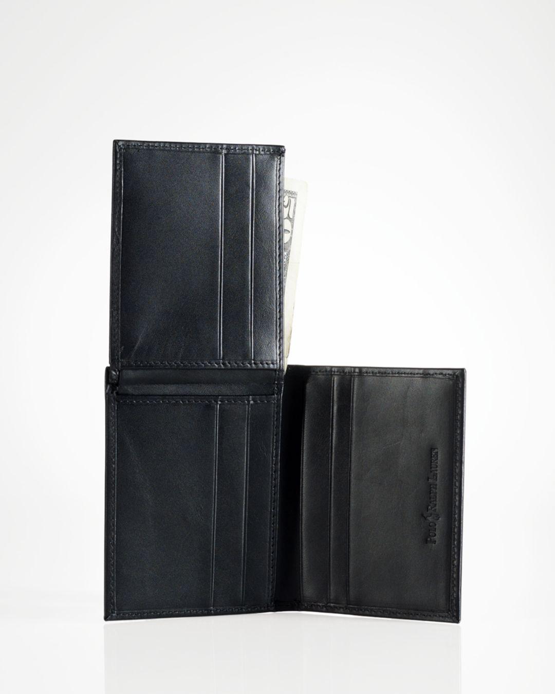 Polo Ralph Lauren Burnished Leather Window Billfold Wallet in Black for Men - Lyst