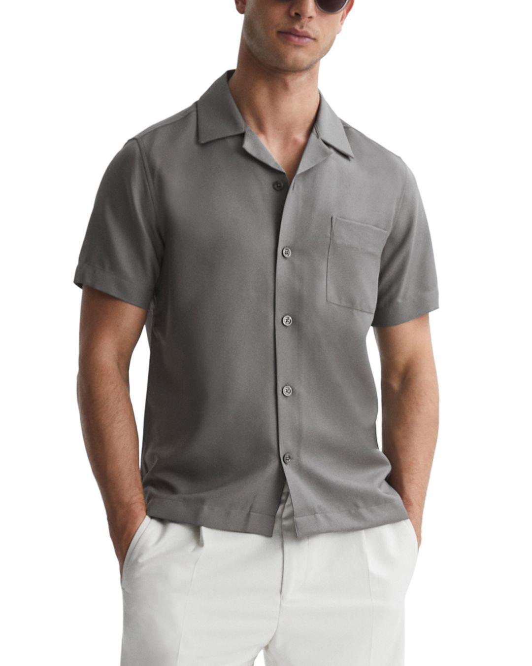 Reiss Tokyo Slim Fit Cuban Shirt in Gray for Men Lyst