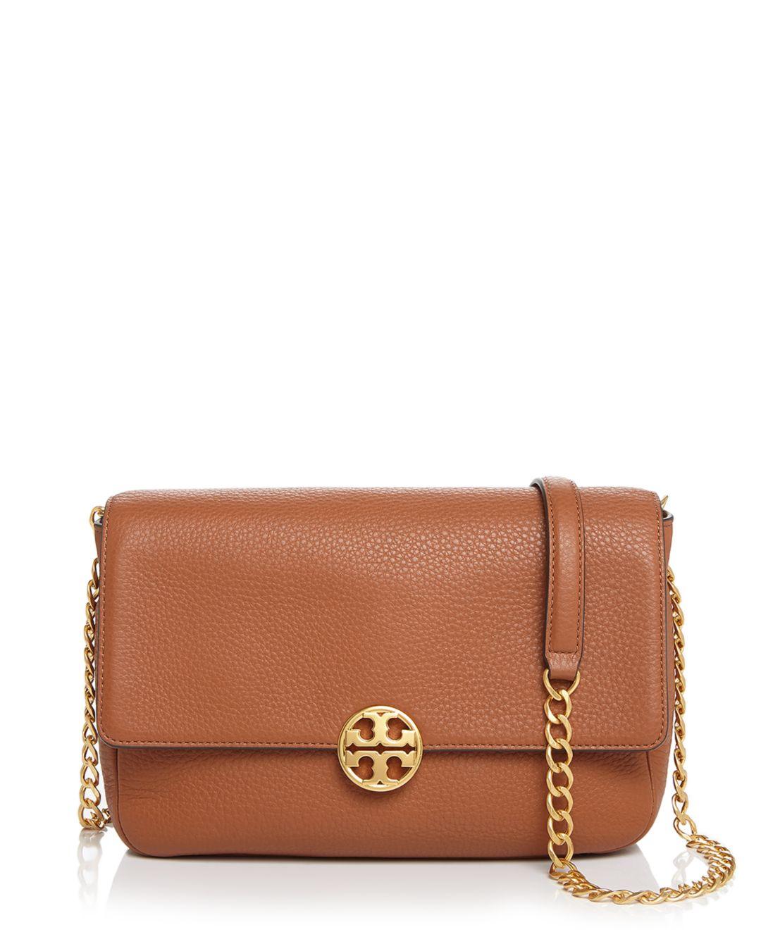 Tory Burch Chelsea Leather Shoulder Bag in Brown/Gold (Brown) - Save 34% - Lyst