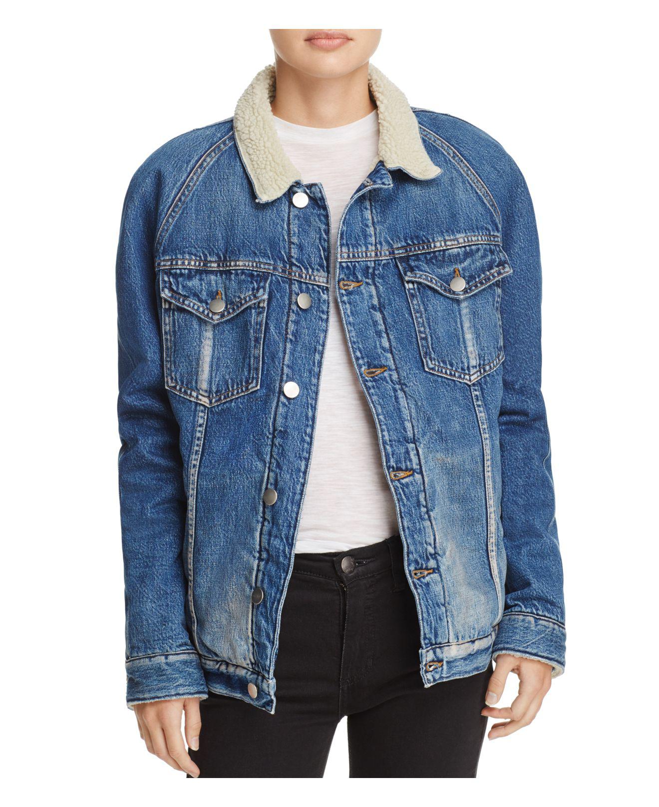 FRAME Le Sherpa Denim Jacket in Blue Lyst