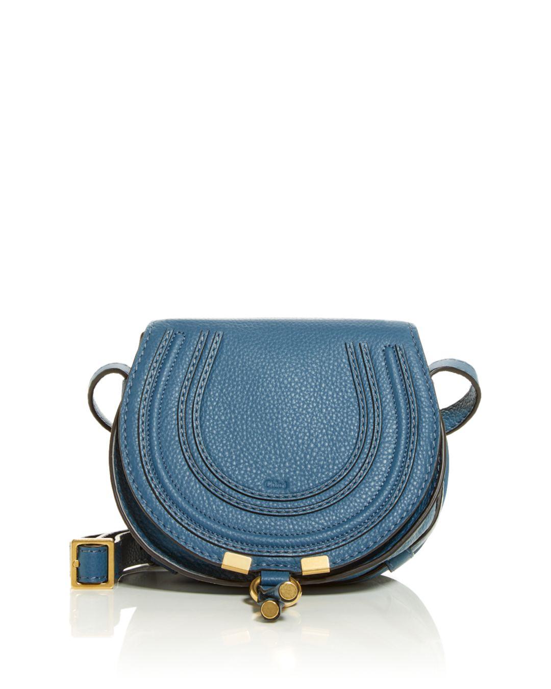 Chloé Marcie Small Leather Saddle Bag in Blue | Lyst