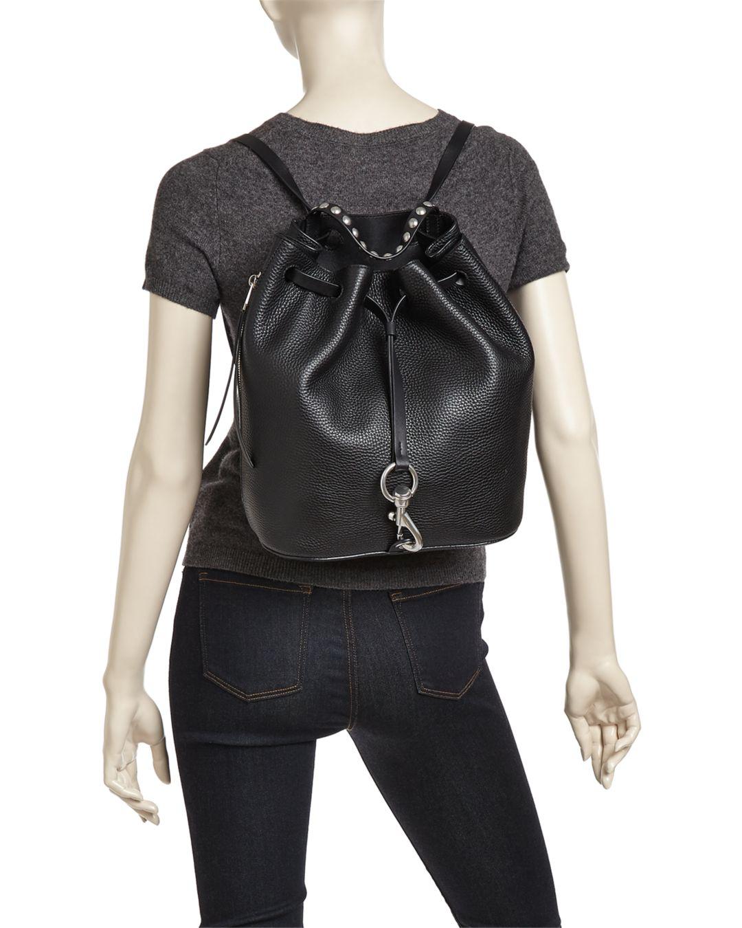Rebecca Minkoff Leather Blythe Backpack in Black/Silver (Black) | Lyst