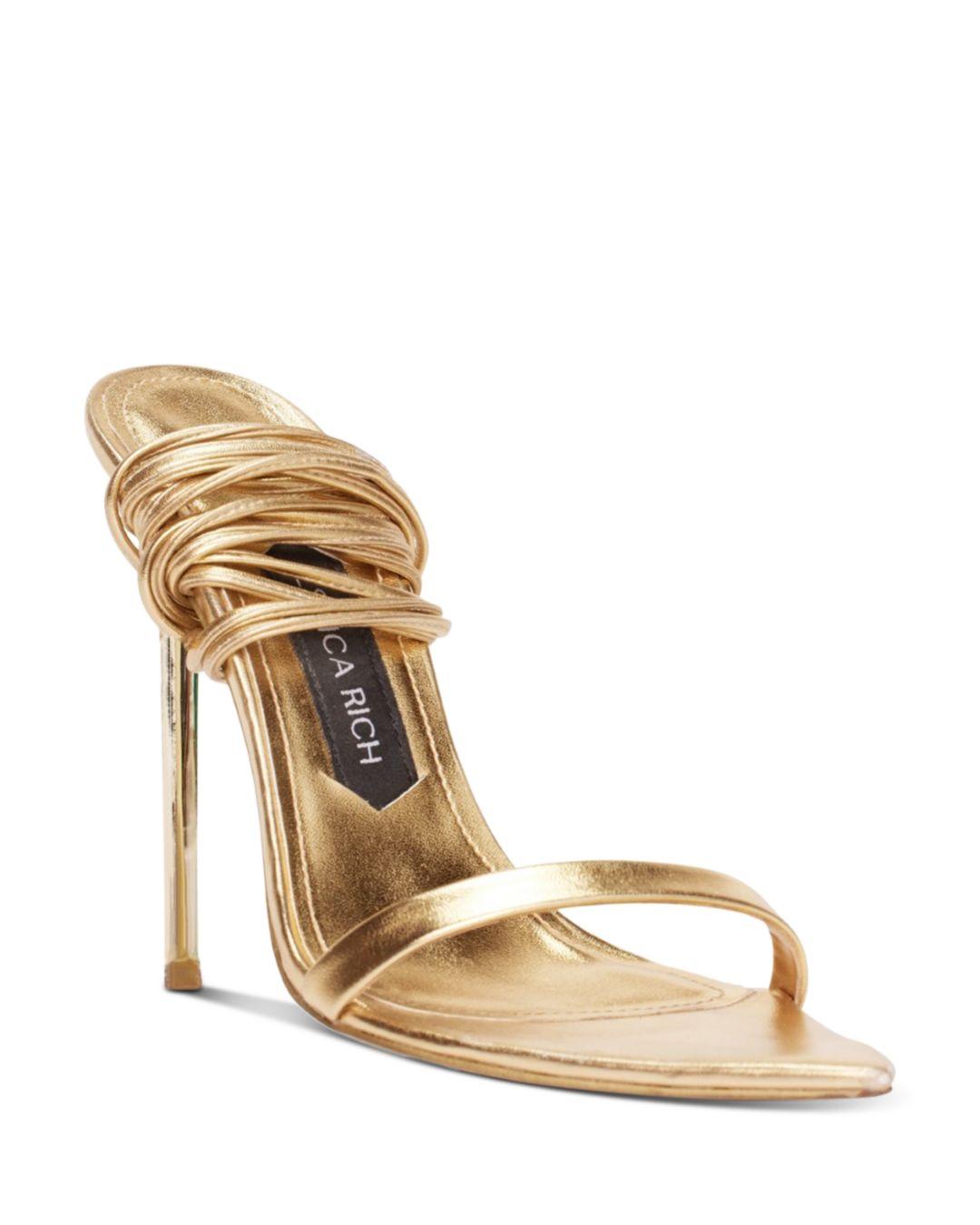 Jessica Rich Rich Wrap Tie Ankle Stiletto Sandals in Metallic | Lyst
