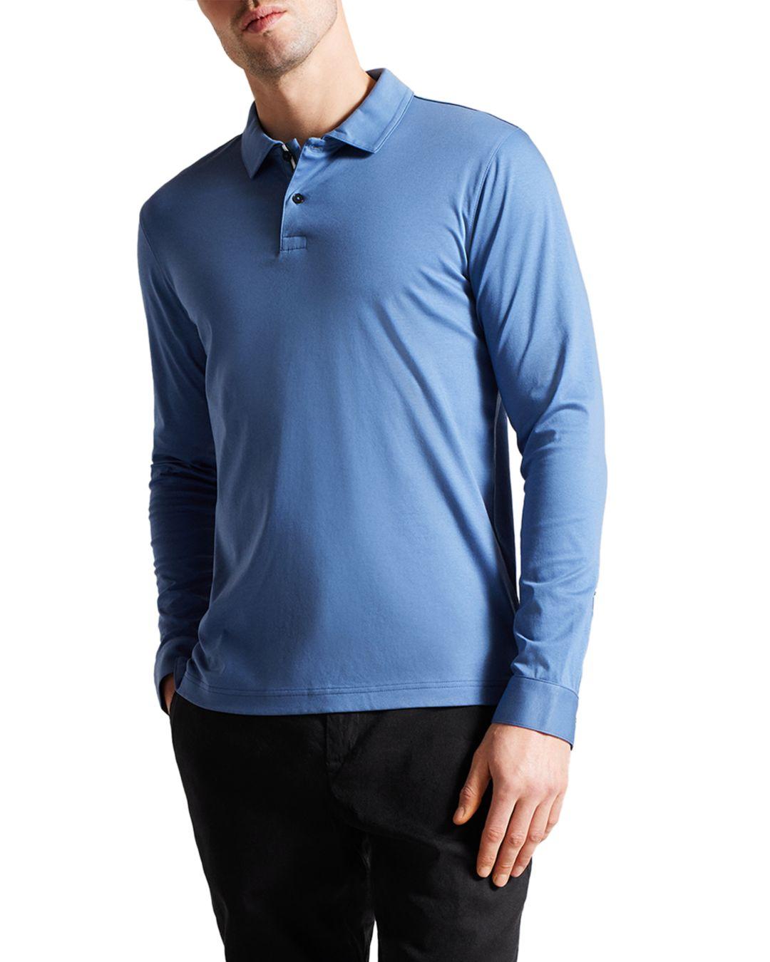 Ted Baker Toler Slim Fit Long Sleeve Polo Shirt in Blue for Men | Lyst