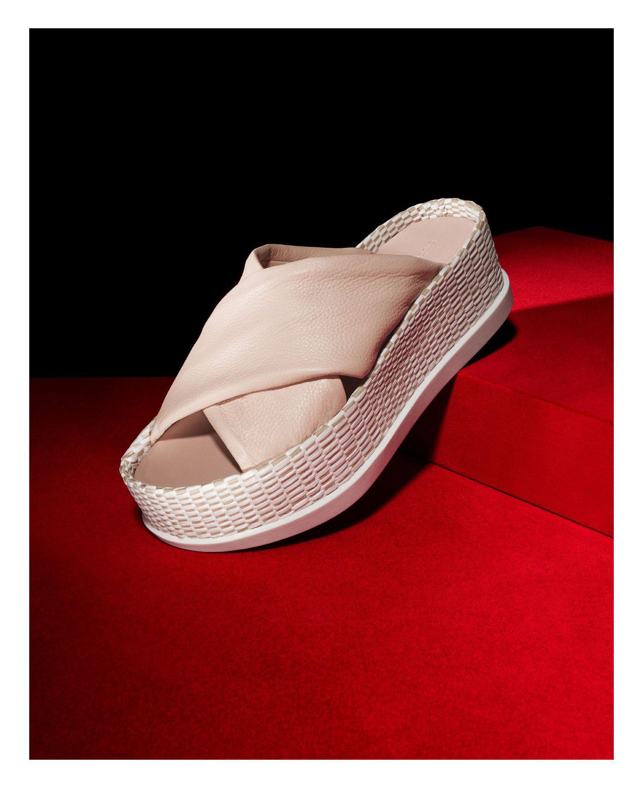 leather platform sliders