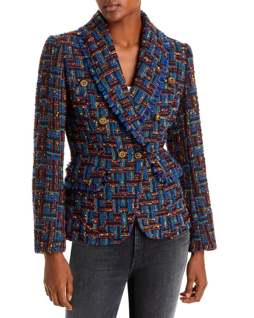 Aqua Tweed Cutaway Jacket in Blue | Lyst