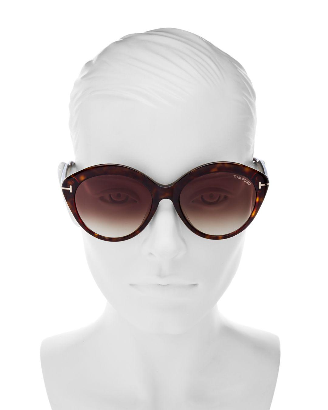 Tom Ford Maxine Polarized Round Sunglasses in Brown | Lyst