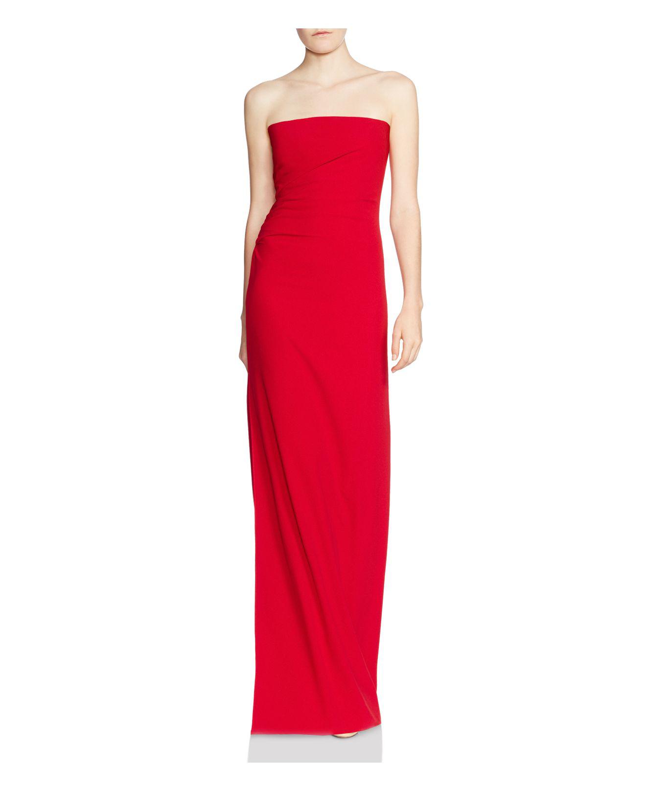 halston red gown