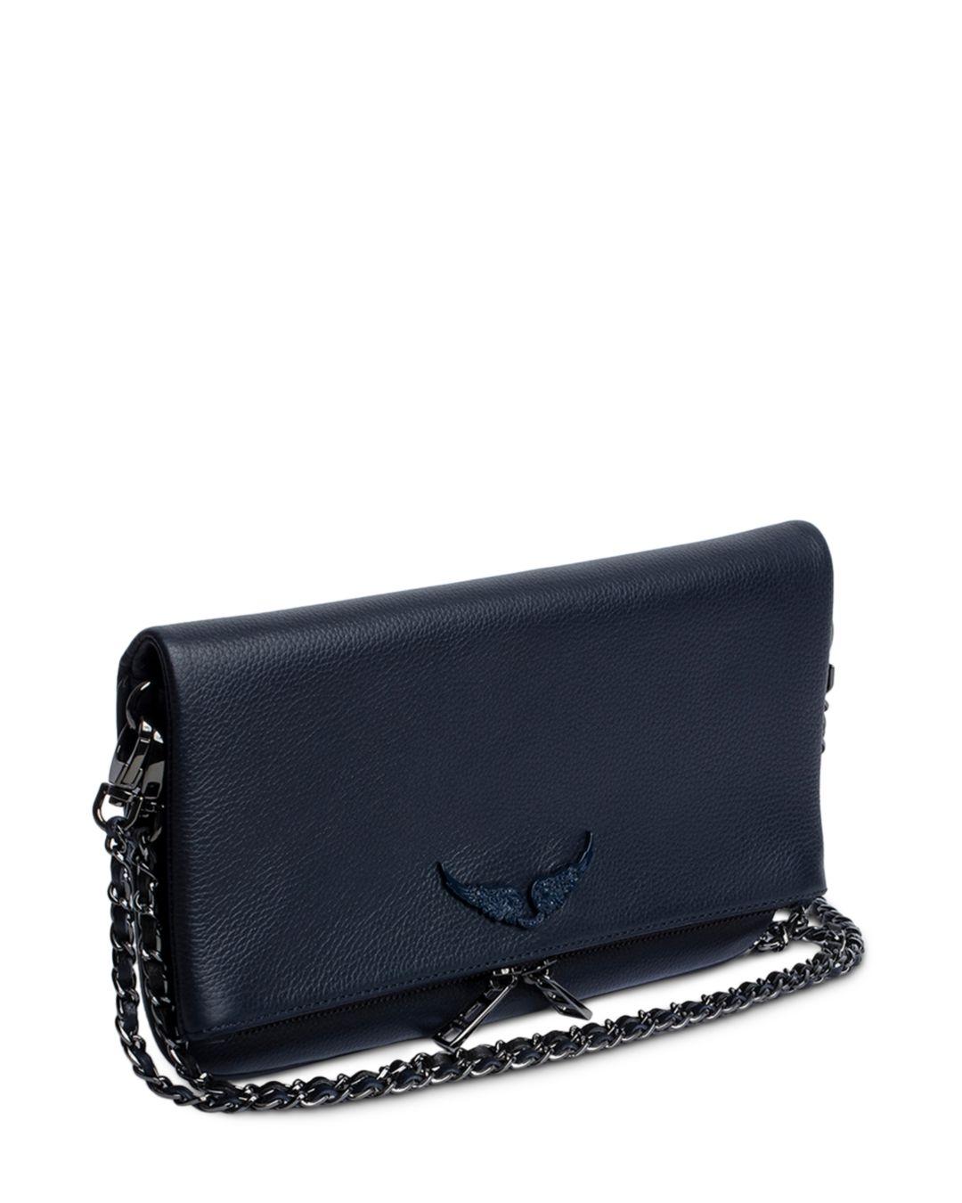Zadig & Voltaire Rock Leather Shoulder Bag in Blue | Lyst