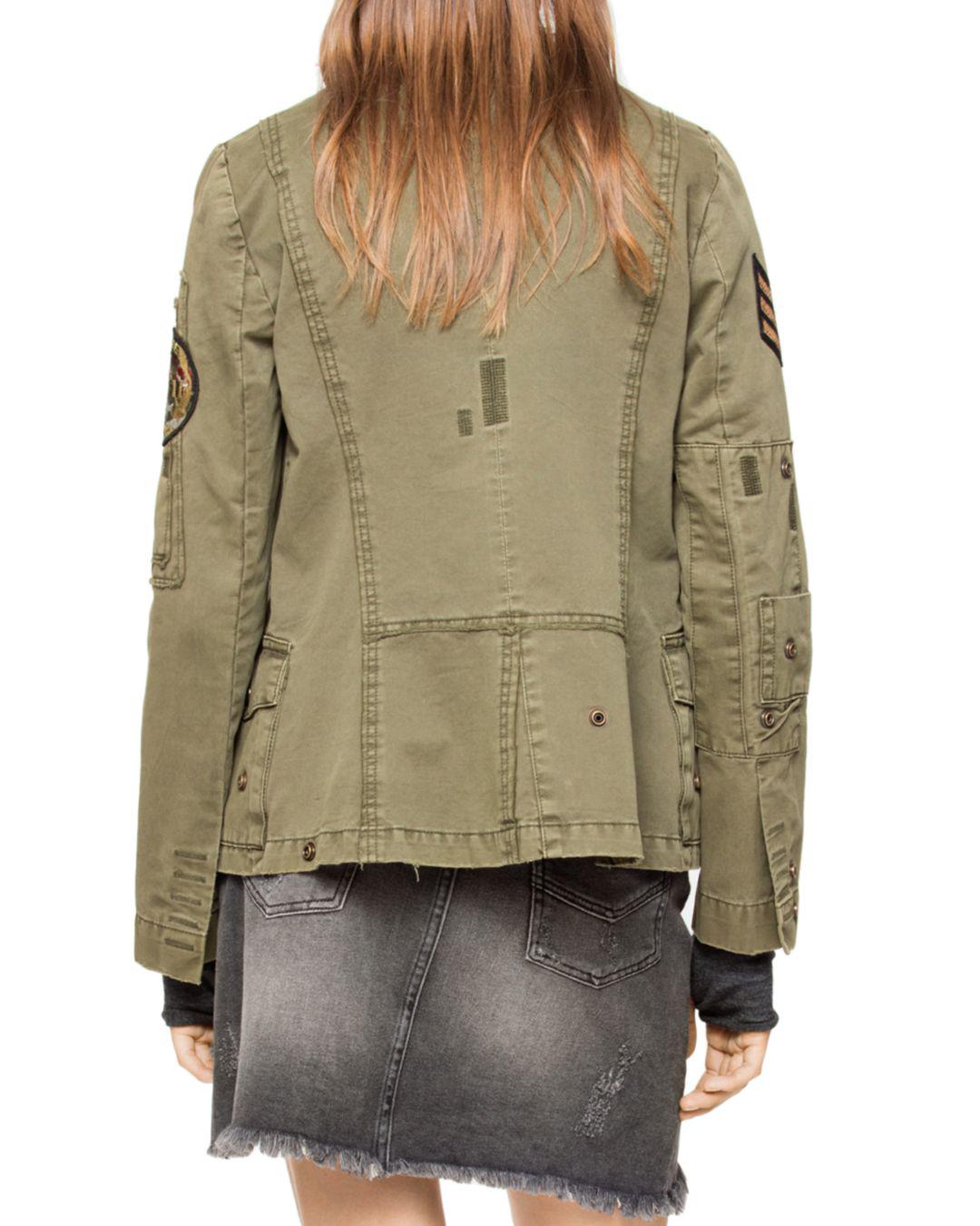Zadig & Voltaire Virginia Grunge Military Jacket in Green Lyst