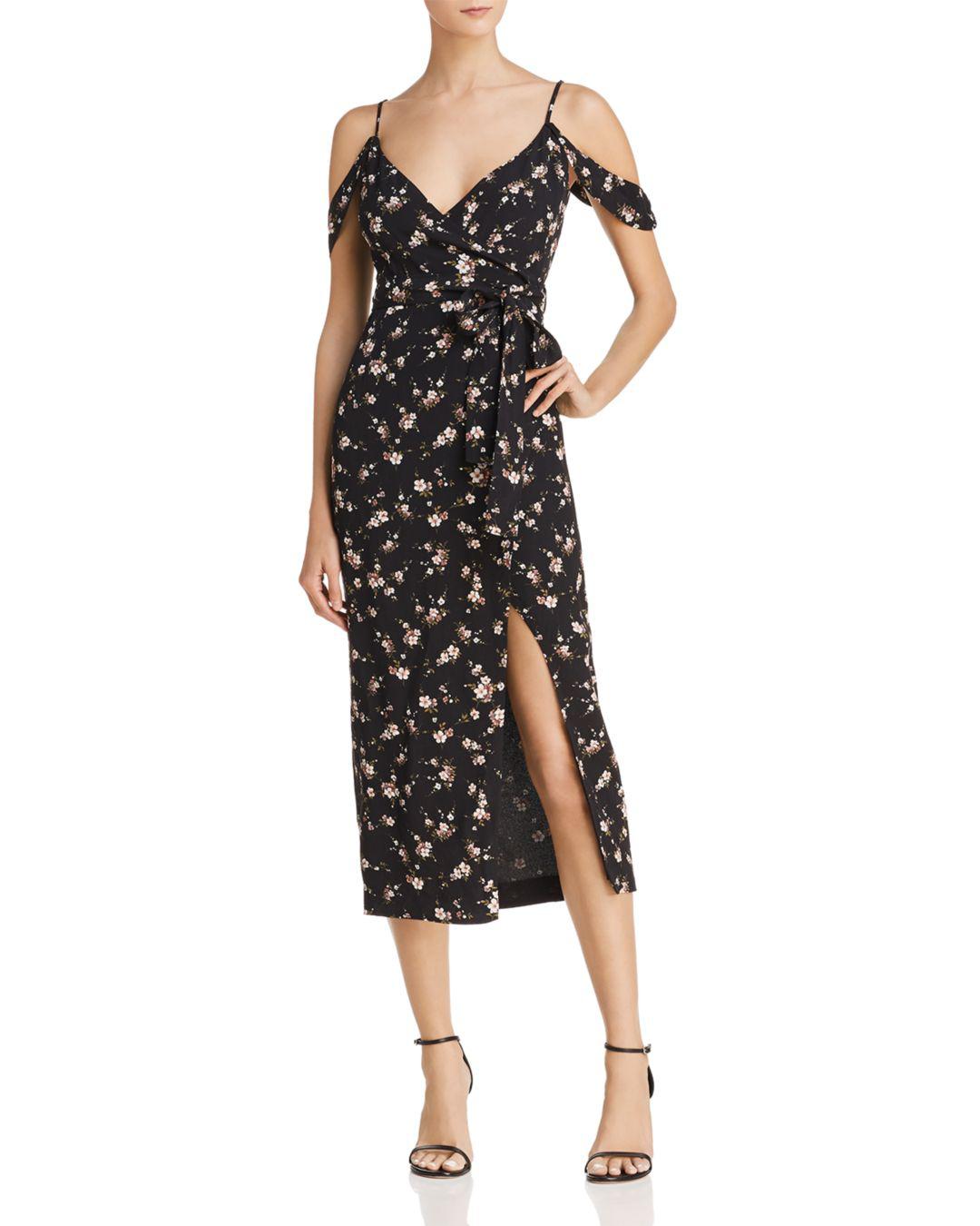 Bardot Floral Mock Wrap Dress in Black Floral (Black) Lyst