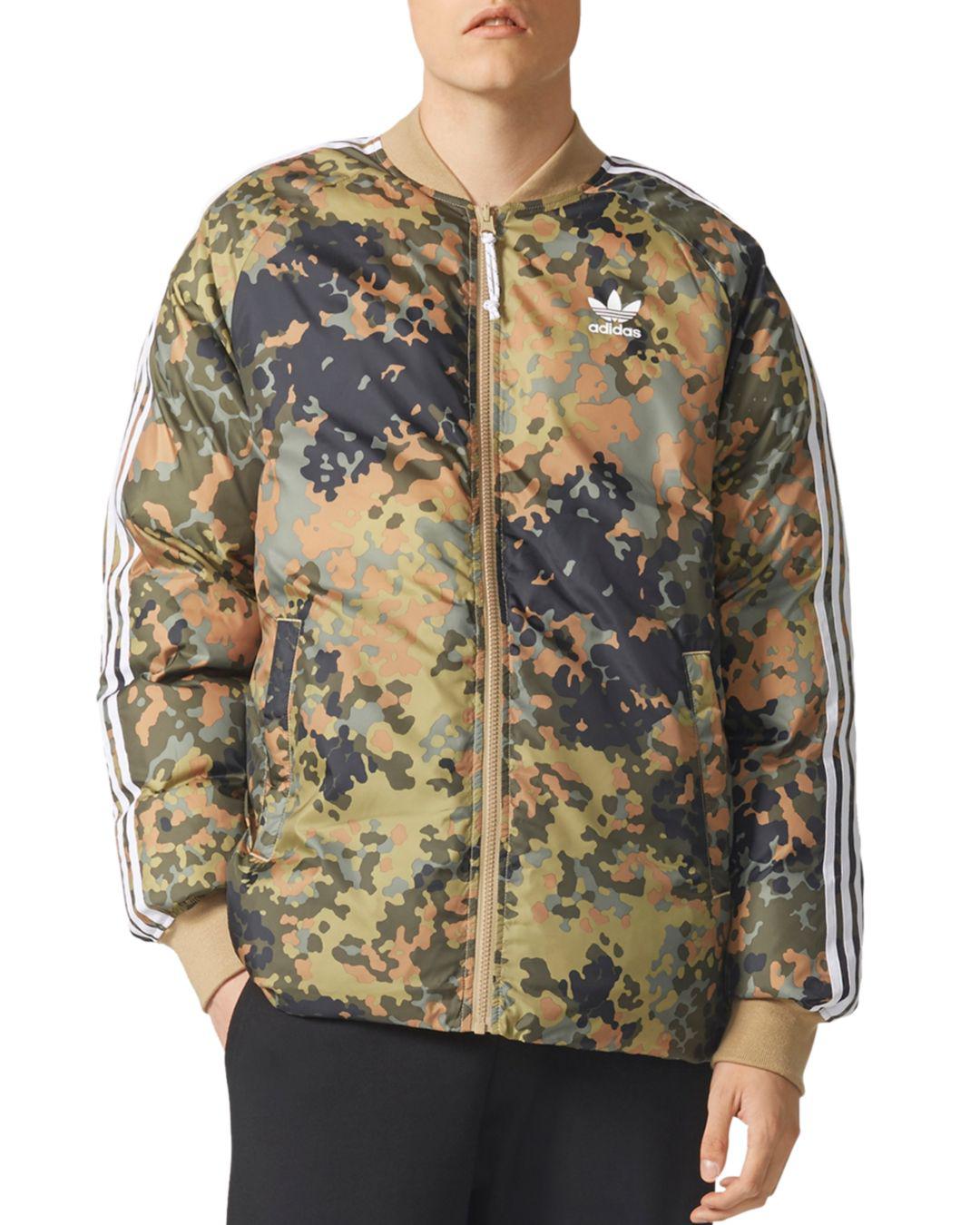 mens adidas originals camo reversible trefoil windbreaker jacket hooded coat