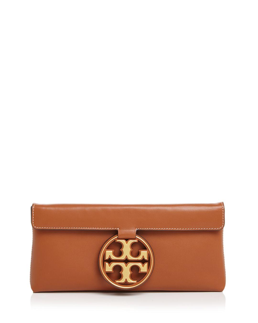 Tory Burch Miller Small Leather Clutch in Black/Gold (Black) - Save 30% ...