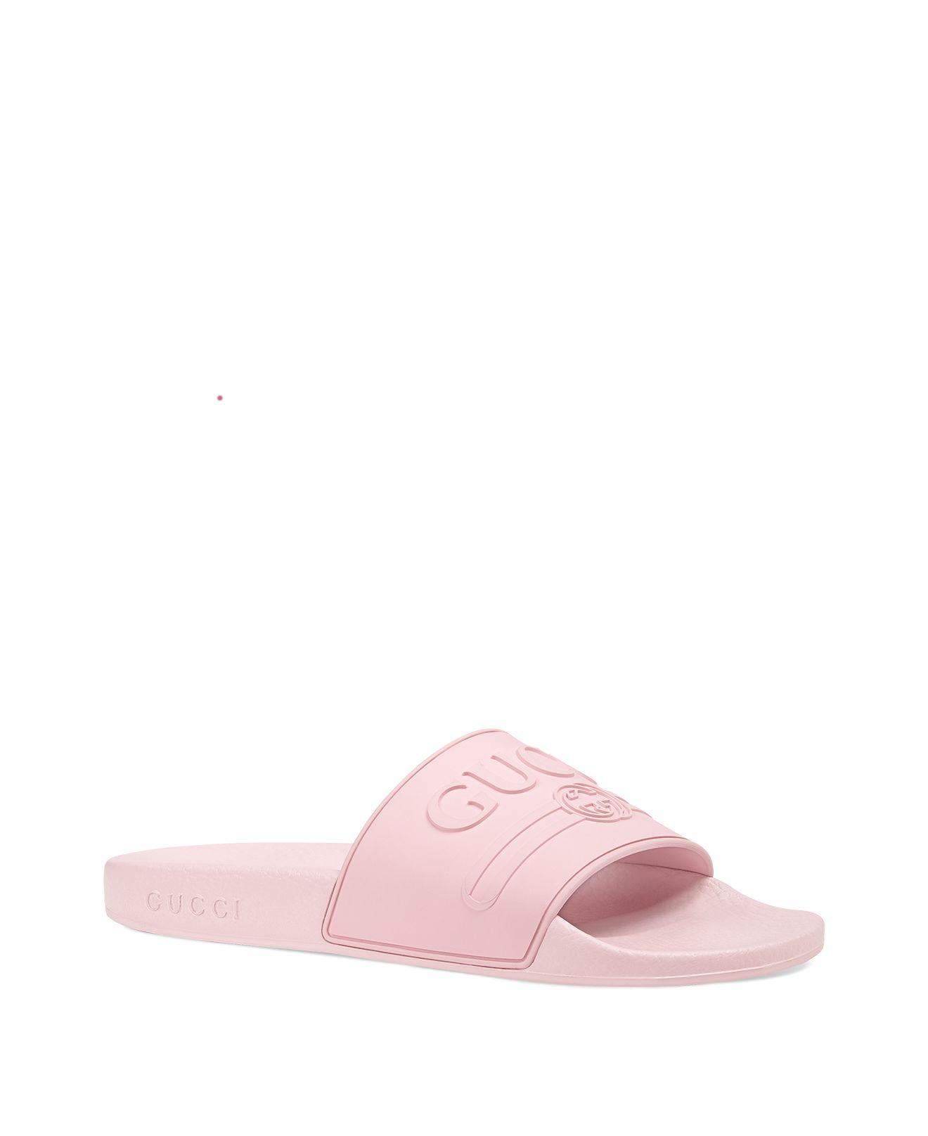 Gucci Women's Logo Slide Sandals in Pink - Lyst