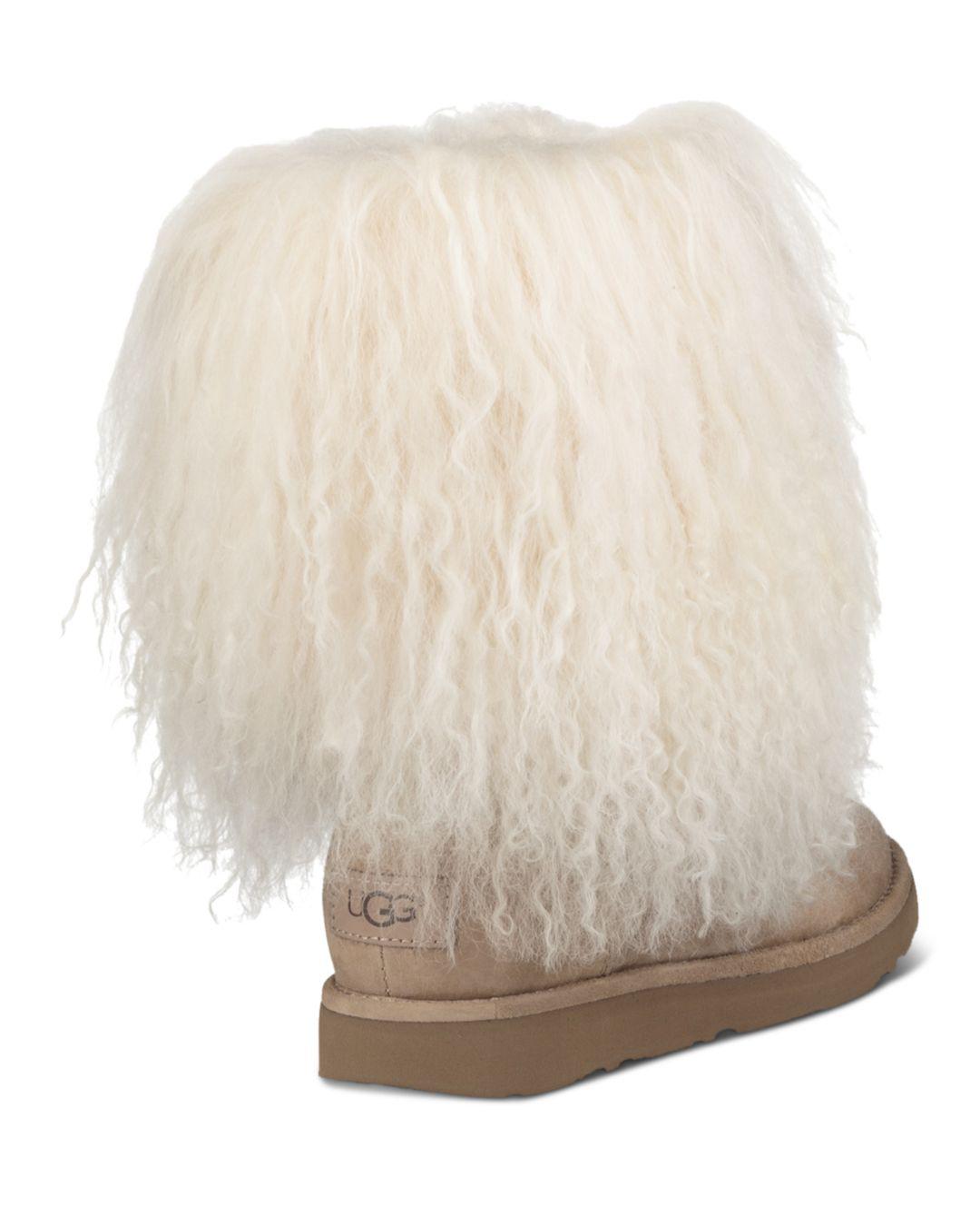 UGG Women's Lida Suede & Curly Sheepskin Booties in Natural - Lyst
