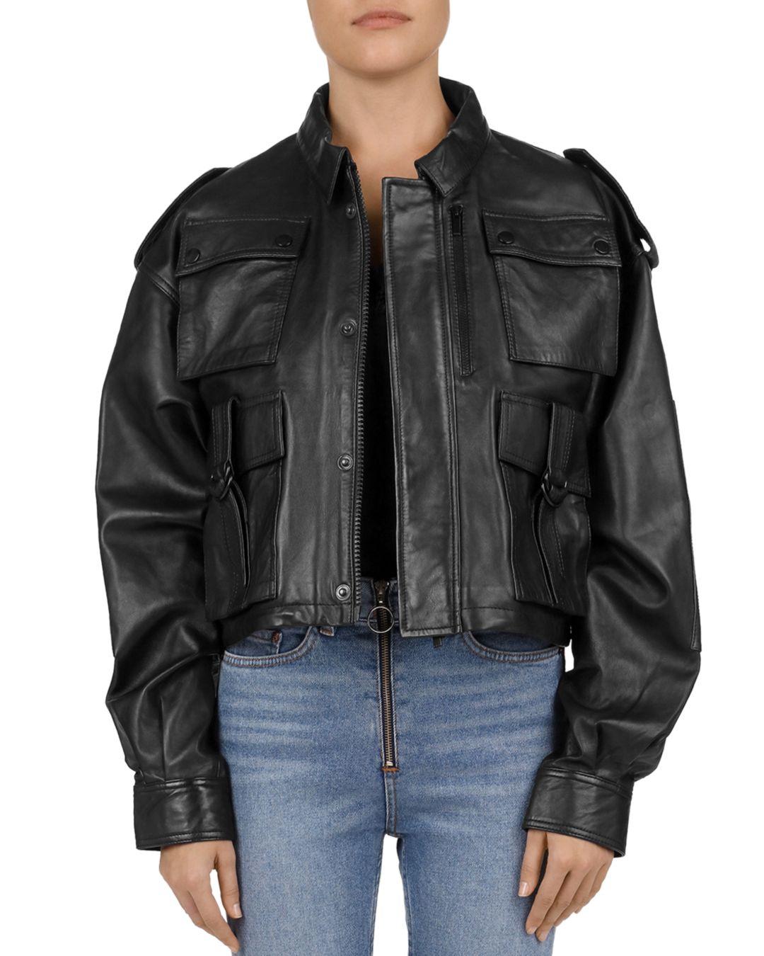 oversized cropped leather jacket
