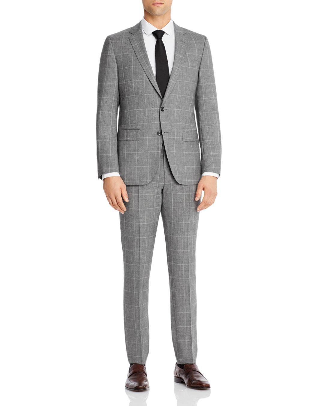 hugo boss grey plaid suit