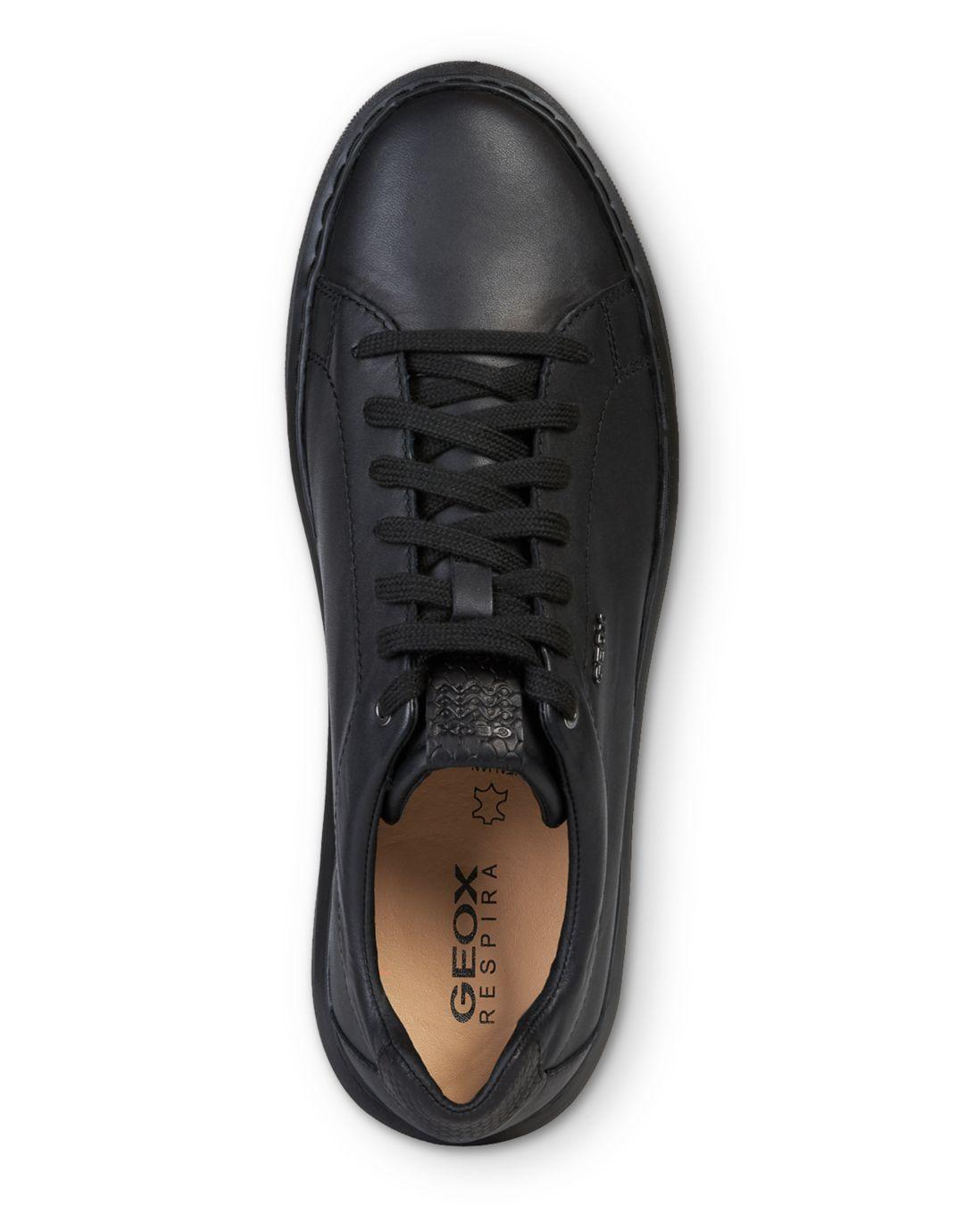 Geox Deiven Leather Sneakers in Black for Men | Lyst