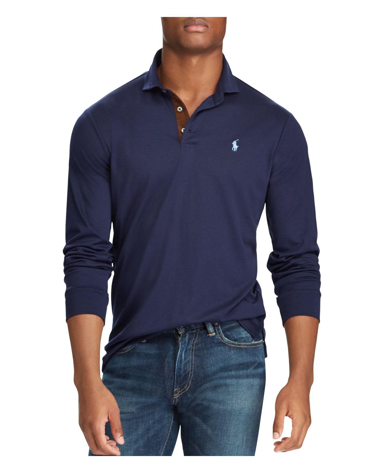 Polo Ralph Lauren Classic Fit Soft-touch Long Sleeve Polo Shirt in Navy
