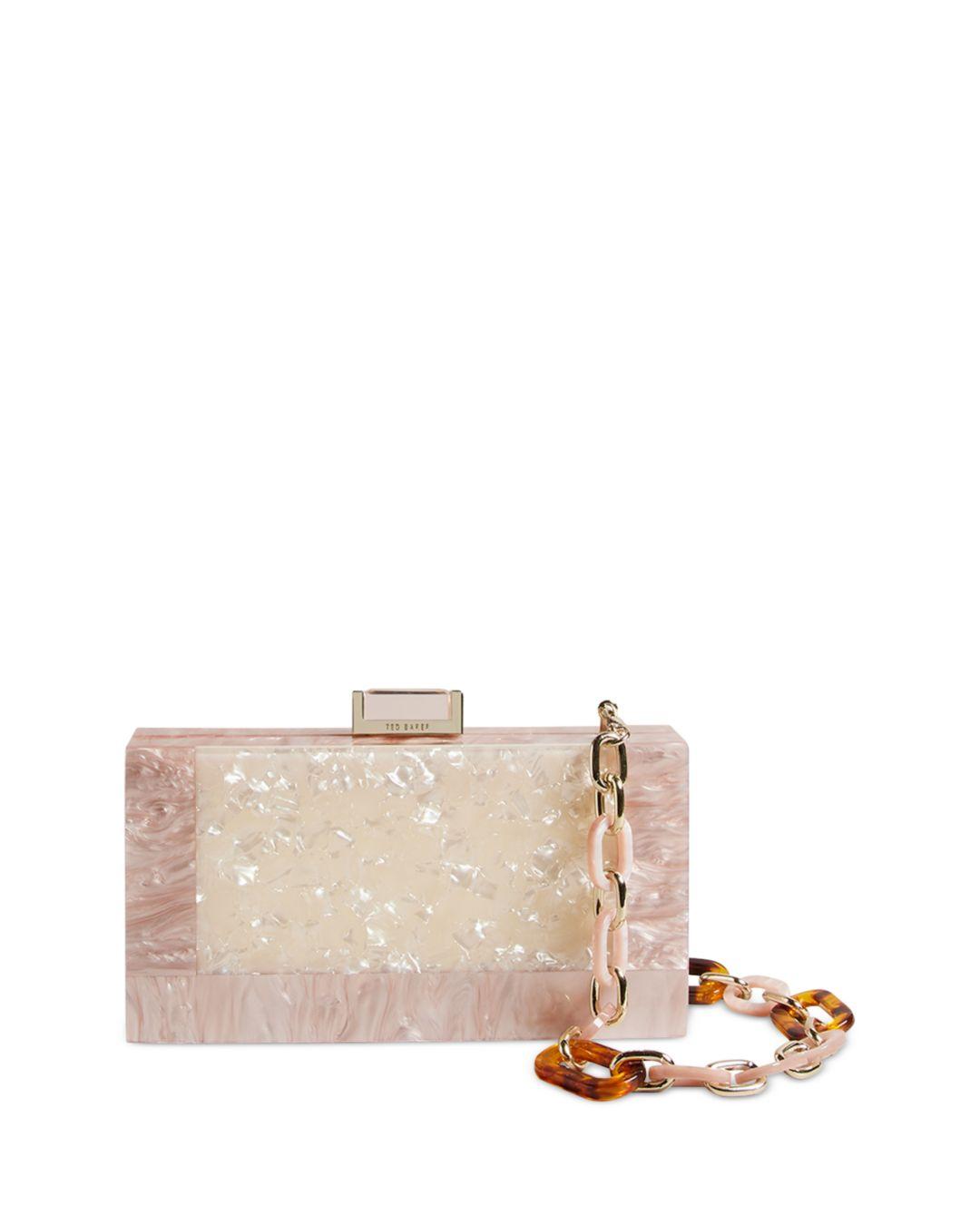 Ted Baker Plassie Perspex Boxy Clutch Bag in Natural Lyst