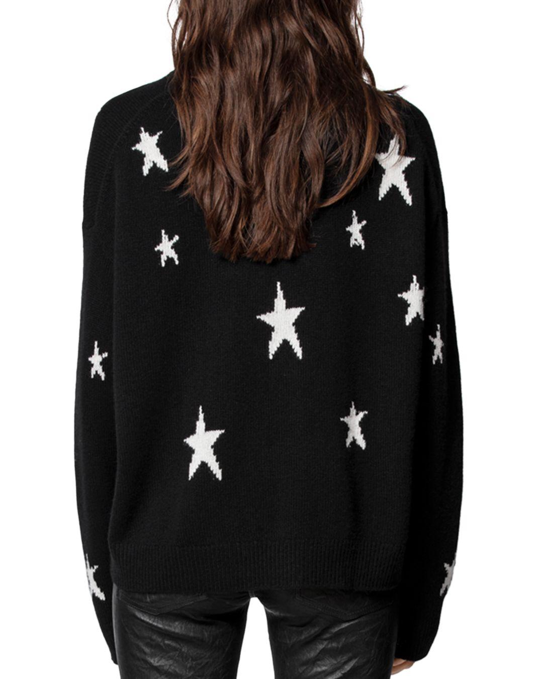 Zadig & Voltaire Markus Cashmere Star Sweater in Black - Lyst